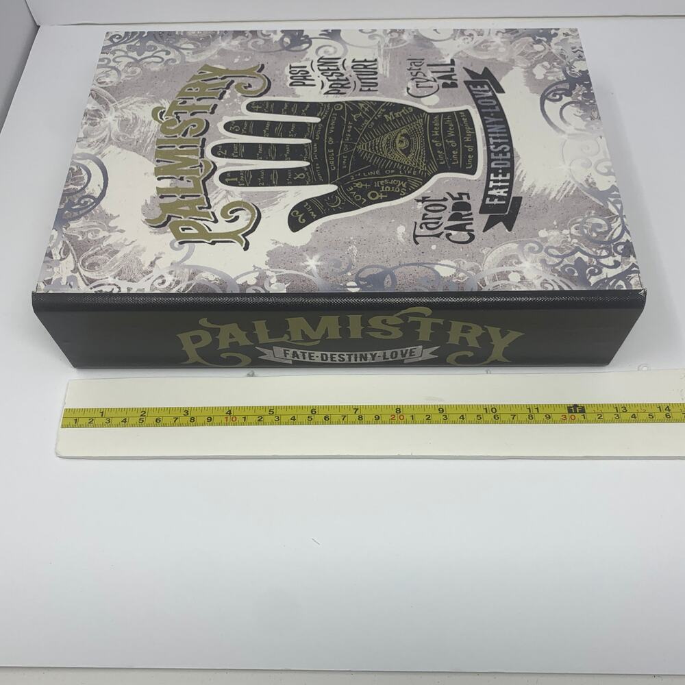 NWOT Halloween decor PALMISTRY spell book spellbook tabletop wood box - Picture 7 of 9